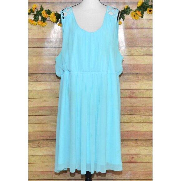 Torrid Blue Lattice Strap Sleeveless Chiffon Pleated Midi Dress Plus Size 5X - Picture 1 of 11